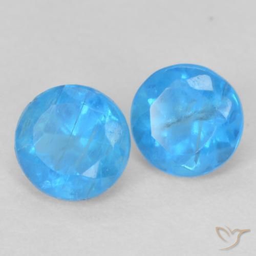 Pedras preciosas de Apatita Azul médio natural de 0.40 ct, Redondo, VS-SI