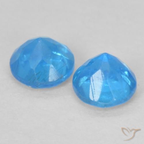 Pedras preciosas de Apatita Azul médio natural de 0.40 ct, Redondo, VS-SI