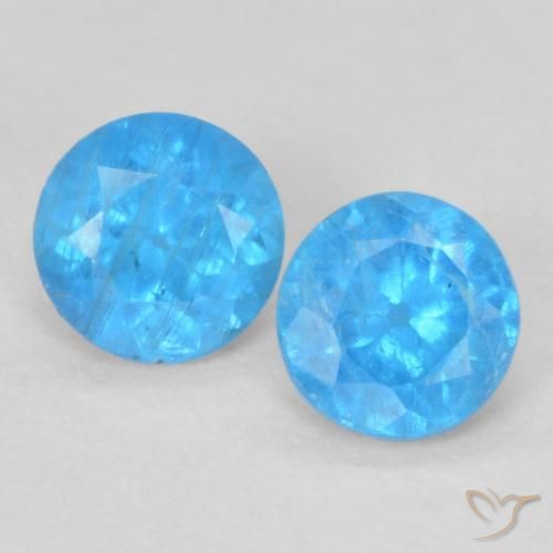 0.36ctw Natural Azul médio Apatita, Redondo, VS-SI