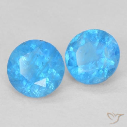 Pedras preciosas de Apatita Azul médio natural de 0.36 ct, Redondo, VS-SI