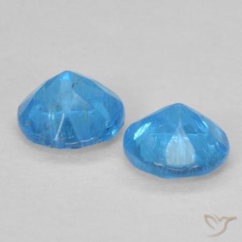 Pedras preciosas de Apatita Azul médio natural de 0.36 ct, Redondo, VS-SI