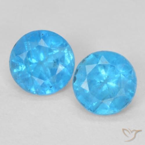 0.33ctw Natural azul intenso Apatita, Redondo, VS-SI