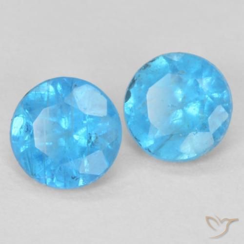 Pedras preciosas de Apatita azul intenso natural de 0.33 ct, Redondo, VS-SI