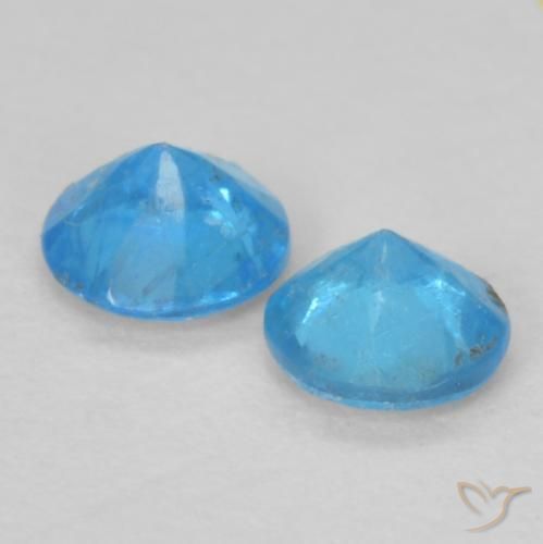 Pedras preciosas de Apatita azul intenso natural de 0.33 ct, Redondo, VS-SI