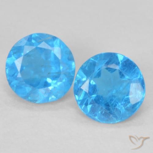 0.38ctw Natural Azul Azul Apatita, Redondo, VS-SI