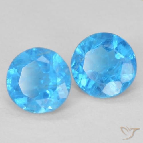 Pedras preciosas de Apatita Azul Azul natural de 0.38 ct, Redondo, VS-SI