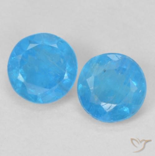 0.37ctw Natural Azure Profundo Apatita, Redondo, VS-SI
