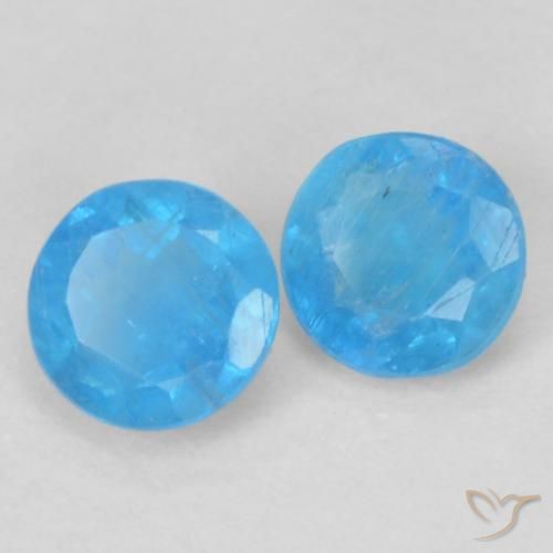 Pedras preciosas de Apatita Azure Profundo natural de 0.37 ct, Redondo, VS-SI