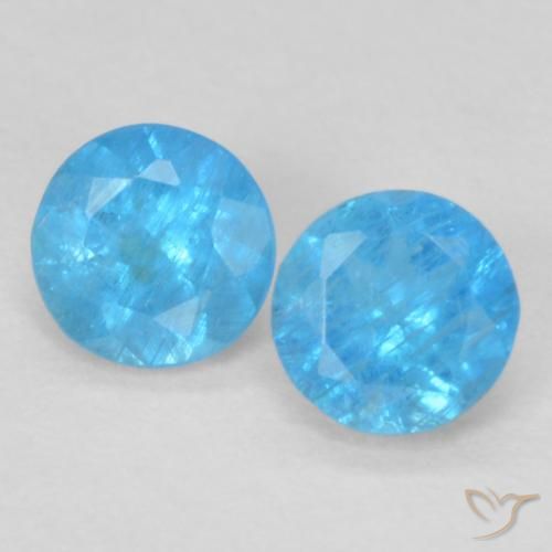 0.38ctw Natural Azul Azul Apatita, Redondo, VS-SI