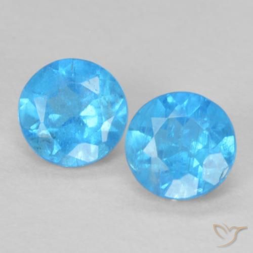 0.38ctw Natural Azure Profundo Apatita, Redondo, VS-SI