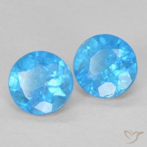 Pedras preciosas de Apatita Azure Profundo natural de 0.38 ct, Redondo, VS-SI