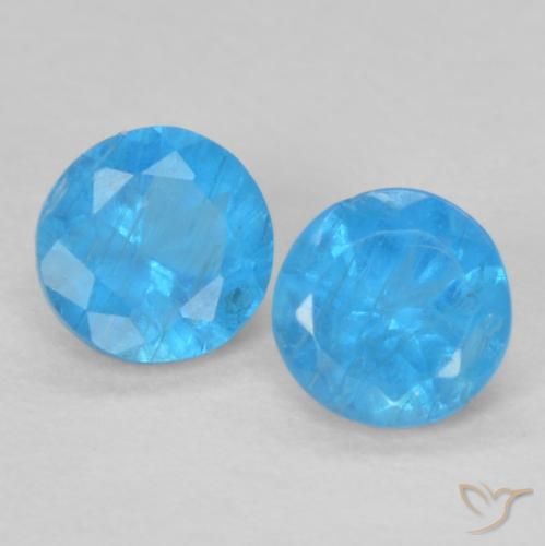 0.35ctw Natural Azul médio Apatita, Redondo, VS-SI