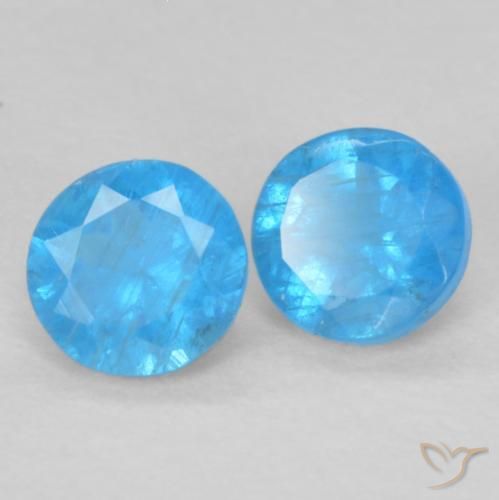 Pedras preciosas de Apatita Azul médio natural de 0.35 ct, Redondo, VS-SI
