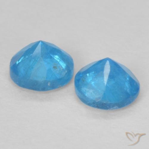 Pedras preciosas de Apatita Azul médio natural de 0.35 ct, Redondo, VS-SI