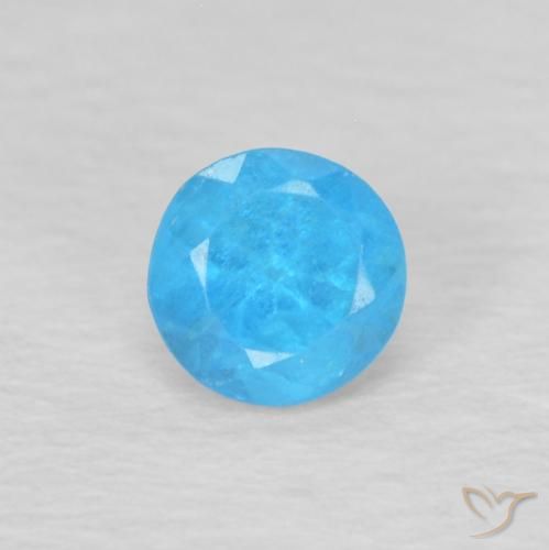 0.24ct Natural Azul médio Apatita, Redondo, VS