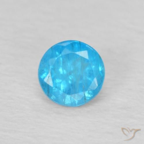 0.22ct Natural Azul médio Apatita, Redondo, VS