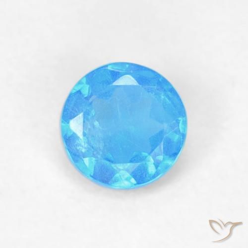 0.20ct Natural Azul médio Apatita, Redondo, VVS-VS