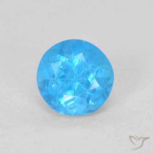 0.21ct Natural Azul bebê profundo Apatita, Redondo, VS