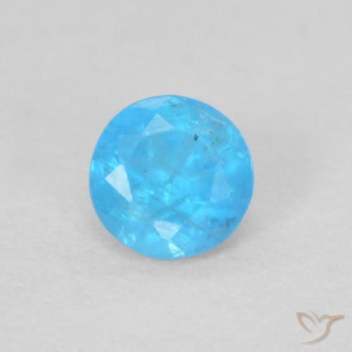 0.19ct Natural Azul Azure Profundo Apatita, Redondo, VS