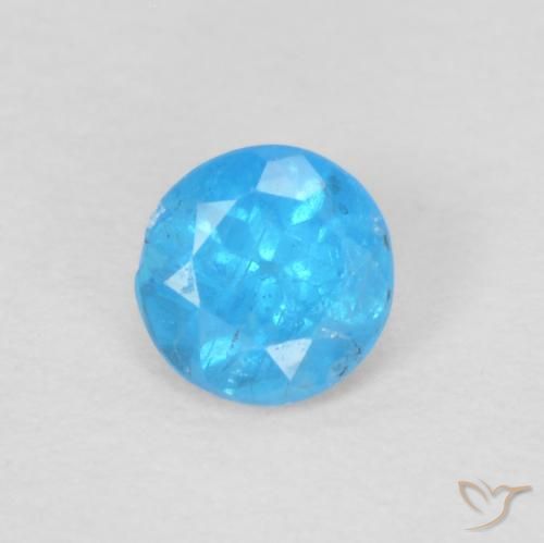 0.16ct Natural Azul Azure Intenso Apatita, Redondo, VS
