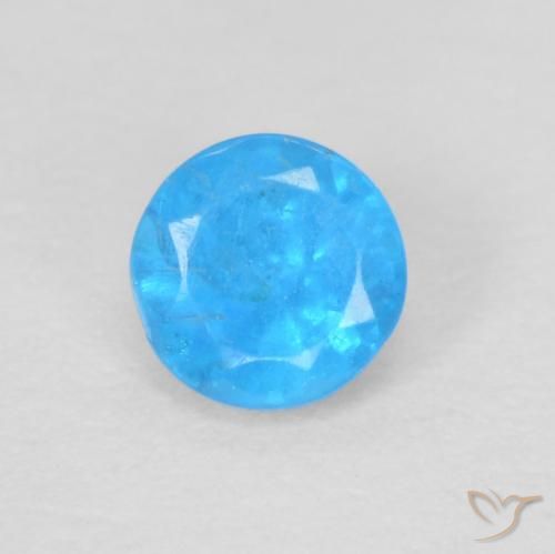 0.22ct Natural Azul Azure Intenso Apatita, Redondo, VS