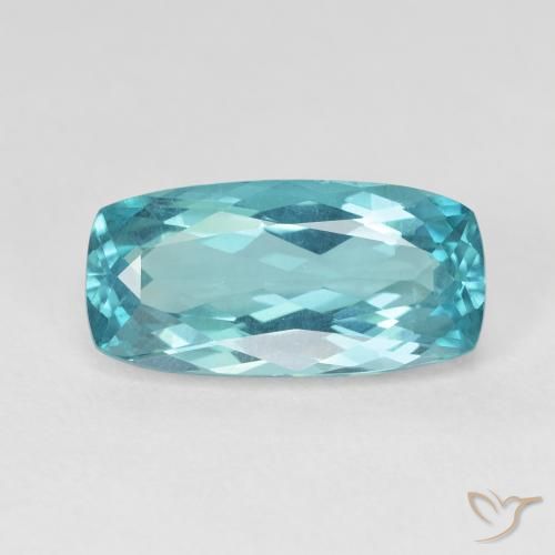 5.63ct Natural Elétrico Azul Verde Apatita, Almofada, VVS-VS