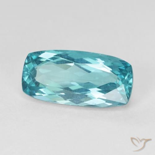 Apatita Elétrico Azul Verde Natural 5.63ct, Almofada, VVS-VS