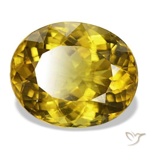 Apatita amarelo natural 18,73ct, corte oval, VS