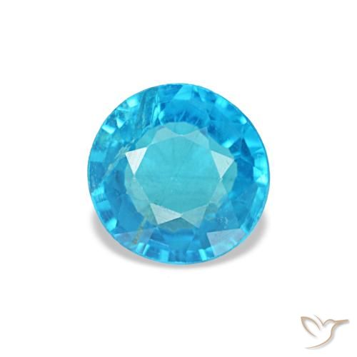 Apatita azul natural 0,41ct, corte redondo, SI