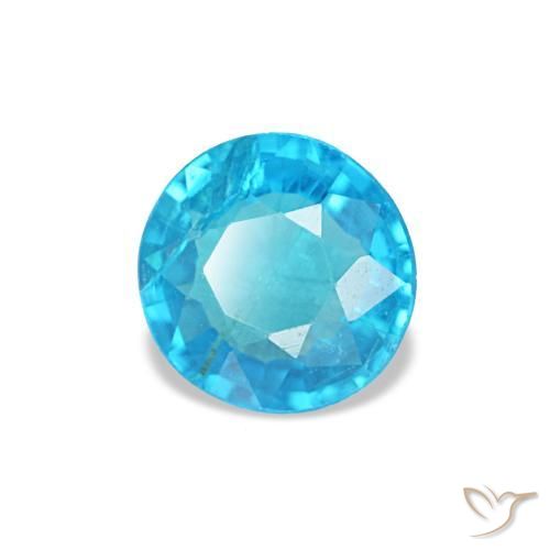 Apatita azul natural 0,41ct, corte redondo, SI