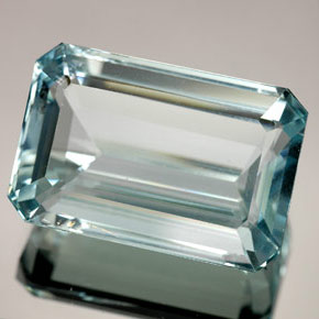 Água-marinha azul natural 19,12ct, corte esmeralda, VS