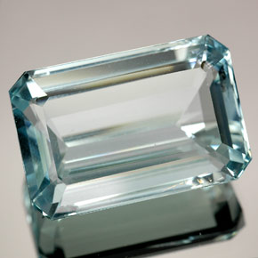 Água-marinha azul natural 19,12ct, corte esmeralda, VS