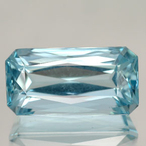 Água-marinha azul natural 7,45ct, corte esmeralda, VS