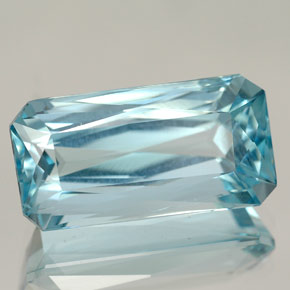 Água-marinha azul natural 7,45ct, corte esmeralda, VS