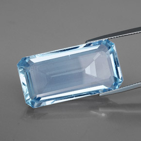 Água-marinha azul natural 36,07ct, corte esmeralda, VVS