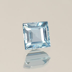 Água-marinha azul natural 0,29ct, quadrado, VVS