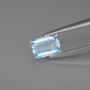 Água-marinha azul natural 0,55ct, baguete, VS