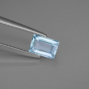 Água-marinha azul natural 0,55ct, baguete, VS