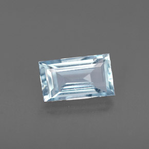 Água-marinha azul natural 0,57ct, baguete, VVS-VS