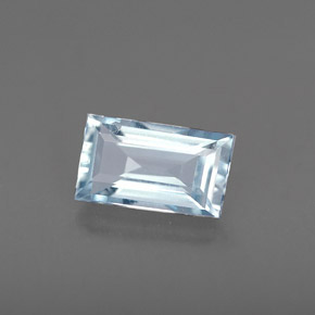 Água-marinha azul natural 0,57ct, baguete, VVS-VS
