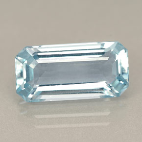 Água-marinha azul natural 5,03ct, corte esmeralda, VVS