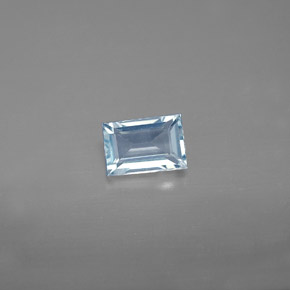 Água-marinha azul natural 0,56ct, baguete, VVS-VS