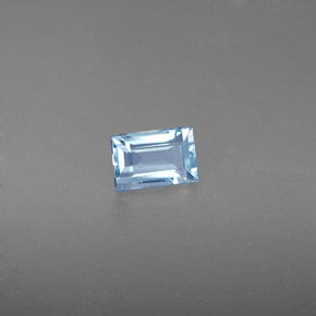 Água-marinha azul natural 0,59ct, baguete, VS