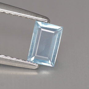Água-marinha azul natural 0,43ct, baguete, VS