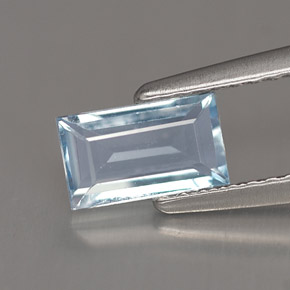 Água-marinha azul natural 0,63ct, baguete, VS