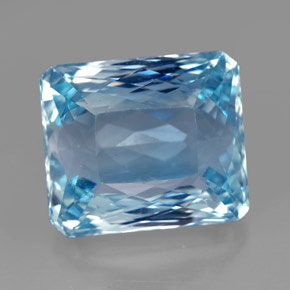Água-marinha azul natural 13,06ct, corte esmeralda, VS