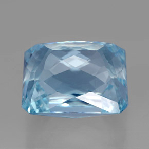 Água-marinha azul natural 13,06ct, corte esmeralda, VS