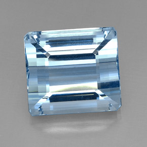 Água-marinha azul natural 20,71ct, corte esmeralda, VVS