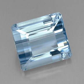 Água-marinha azul natural 20,71ct, corte esmeralda, VVS