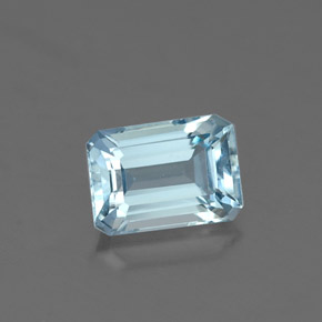 Água-marinha azul natural 0,96ct, corte esmeralda, VVS